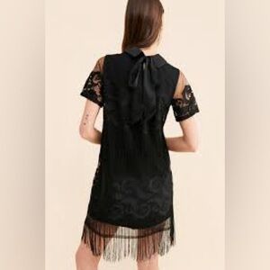 Maeve Black Fringe Shift Dress- Super Rare!